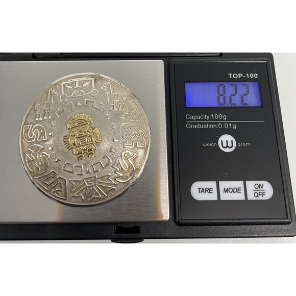 Vintage Peru Peruvian 18K Gold Sterling Silver Inca Mayan God Pendant Pin - Picture 8 of 10